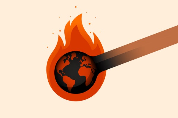 Illustration of Earth globe in shape of lit match