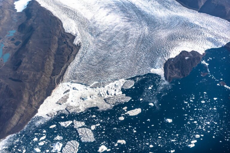 aerial view of icebergs