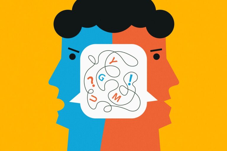 dual face with speech bubble inside head