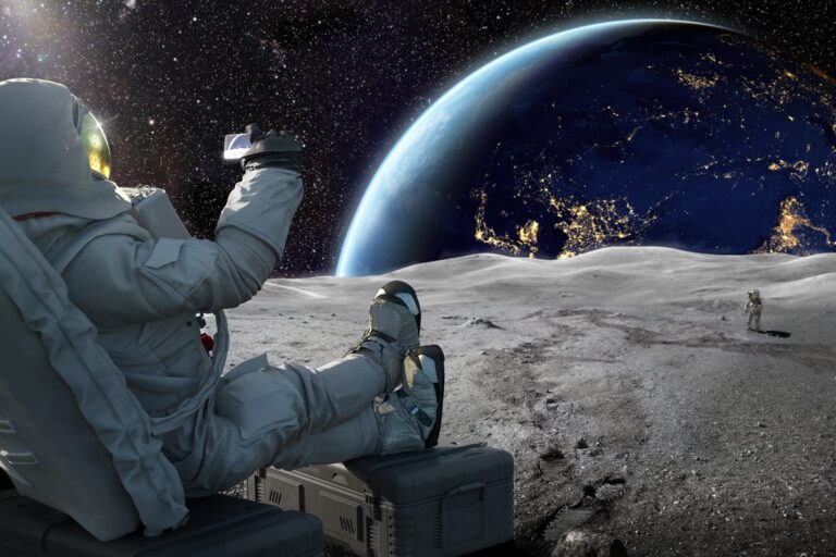 boots up on the moon illustration
